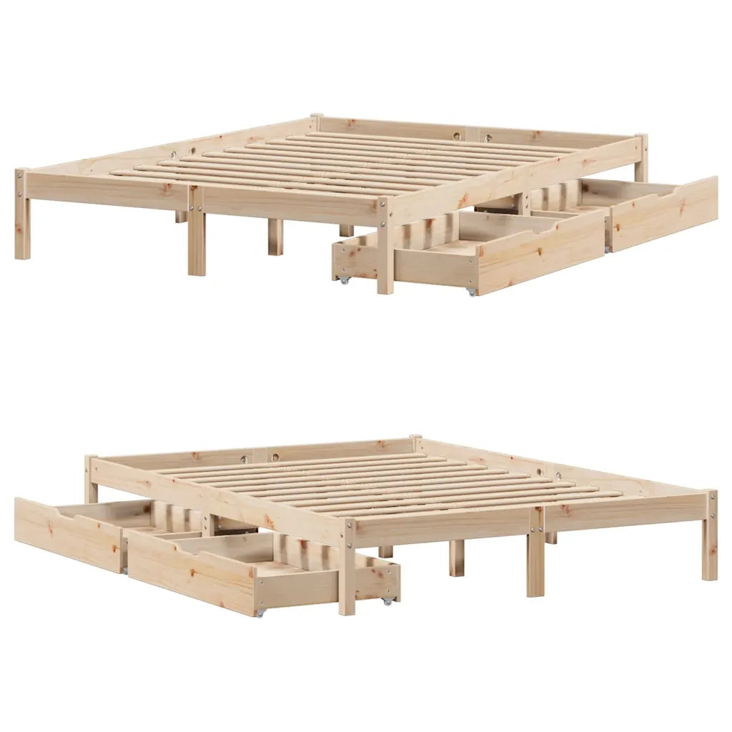 Letto senza Materasso 120x190 cm in Legno Massello di Pino