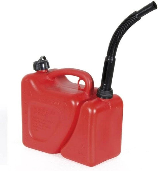 Doppio serbatoio rosso con bocchetta - adatto a ogni tipo di combustibile - capacità 5 + 2 litri