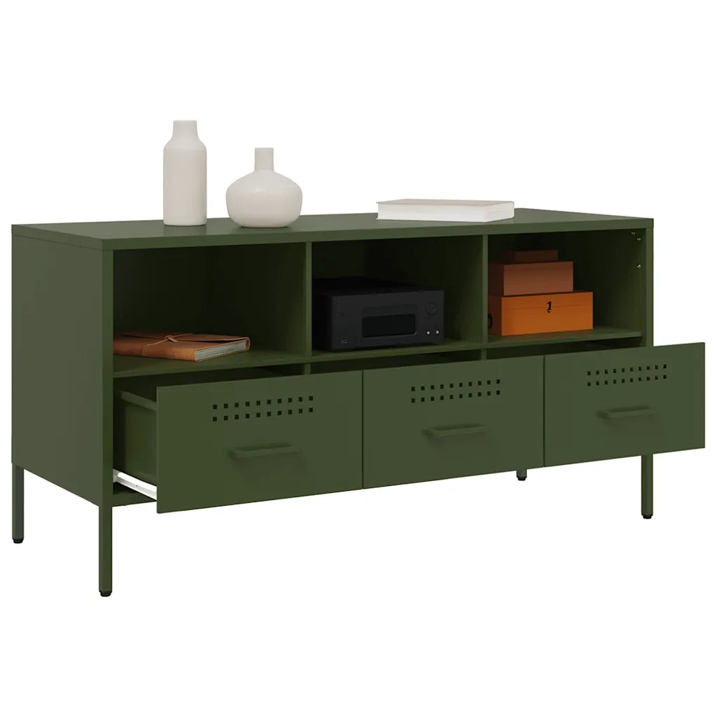 Mobile TV Verde Oliva 100,5x39x50,5 cm in Acciaio 843040