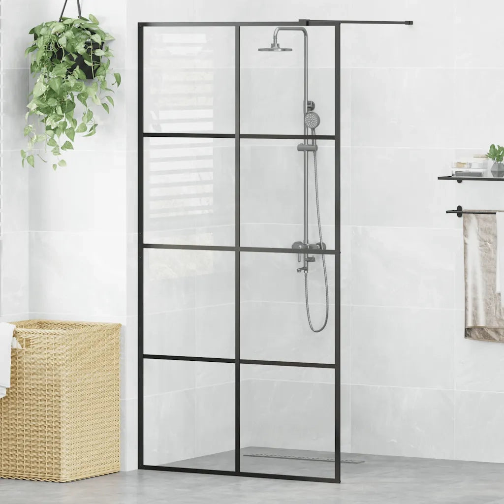 Parete per Doccia Walk-in Vetro Trasparente ESG 100x195cm Nera CFW5087508