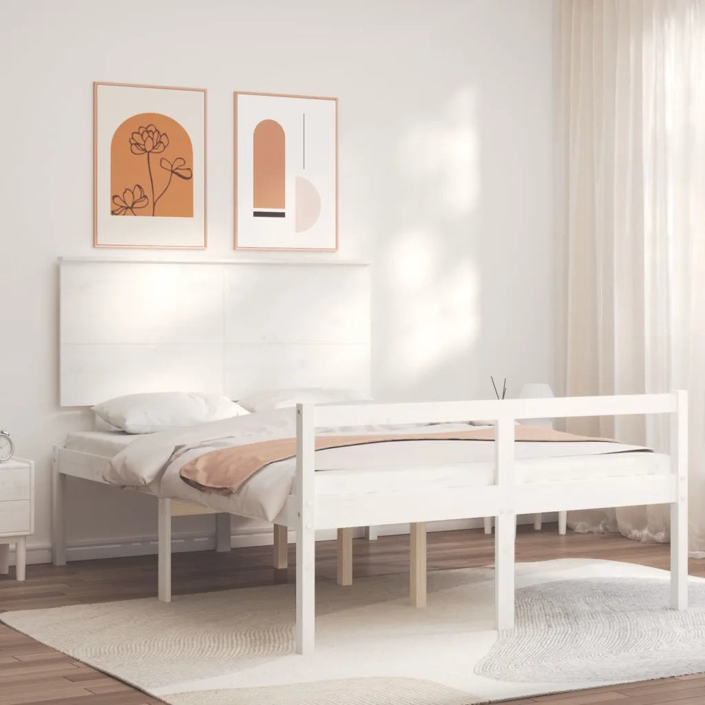 Letto per Anziani con Testiera Bianco 120x200 cm Legno Massello 3195477