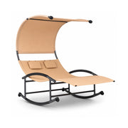 Dondolo 2 Posti Prendisole Con Parasole Integrato Design Ergonomico In Textilene Traspirante Struttura In Acciaio E Cuscini Ideale Per Giardino Piscina Outdoor 140x200x185 Cm Beige