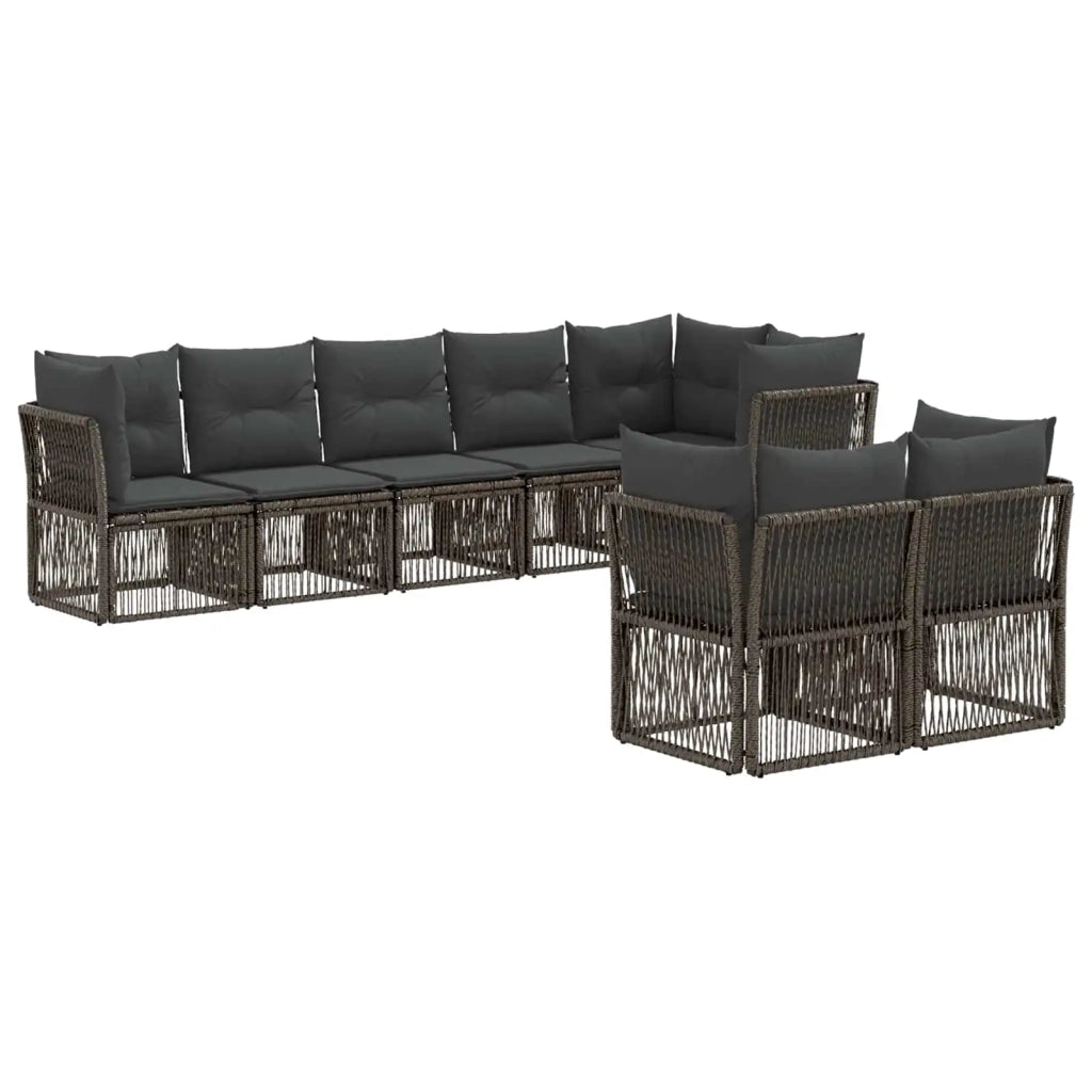 Set Divano da Giardino 8 pcs Grigio polyrattan 3434285