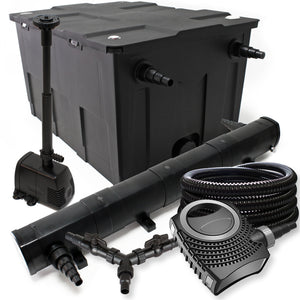 Set Filtro 60.000l Chiarificatore laghetto 72W Pompa NEO8000 70W Tubo 25m Pompa da fontana