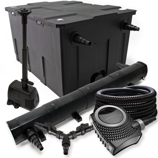 Set Filtro 60.000l Chiarificatore laghetto 72W Pompa NEO8000 70W Tubo 25m Pompa da fontana