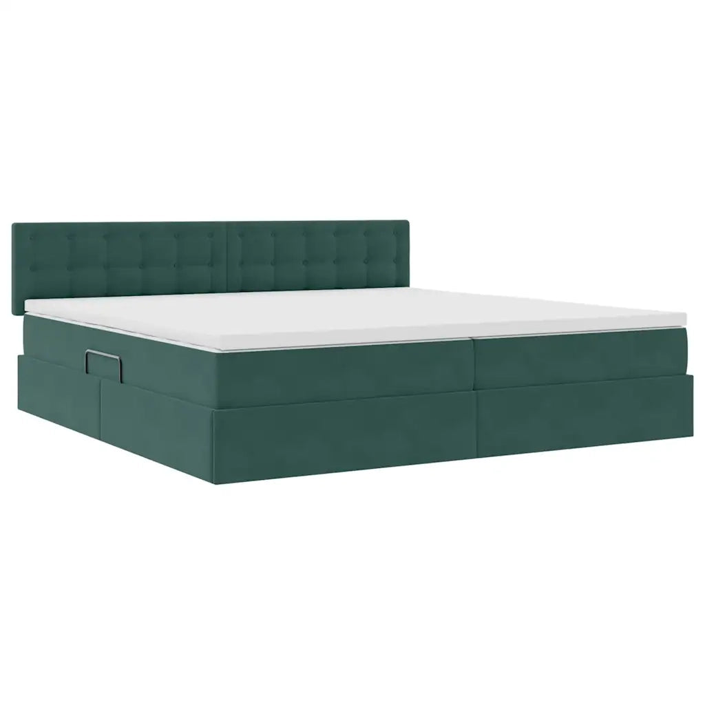 Letto con Contenitore Verde Scuro 200 x 200 cm Velluto