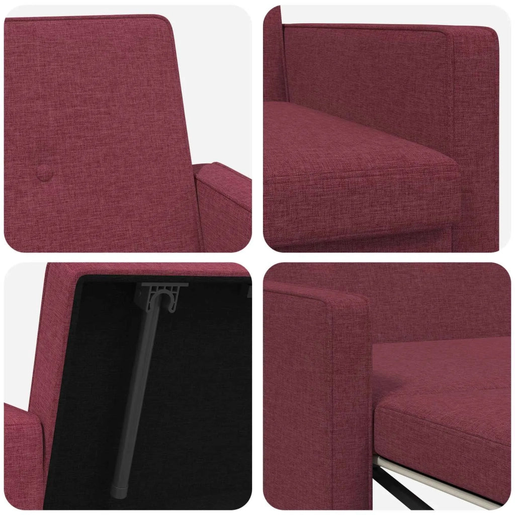 Divano Letto Estraibile Rosso Vino Tessuto 42033341