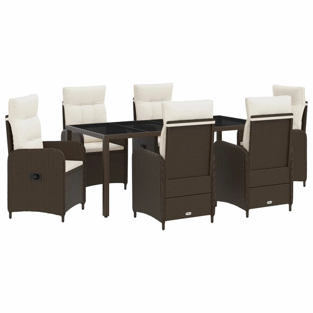 Set da pranzo per esterni 7 pcs Marrone e Bianco Crema 3422318