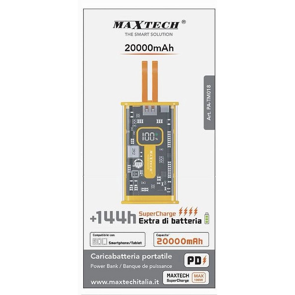Trade Shop - Power Bank 20000 Mah Supercharge Caricabatteria Portatile Pd Type-c Usb Pa-tm018 -