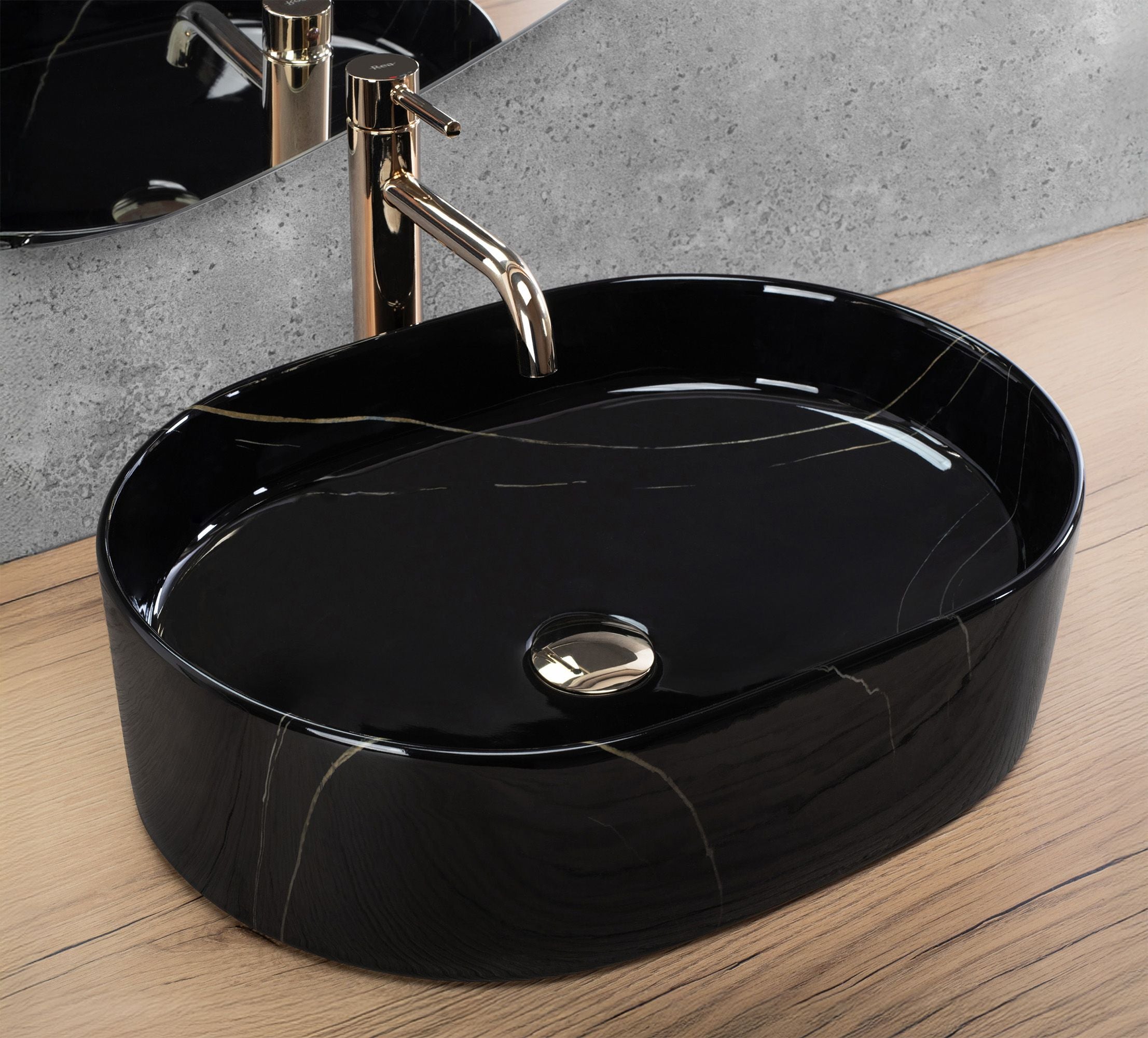 Lavabo Da Appoggio Rea Nadia 50 Black Stone