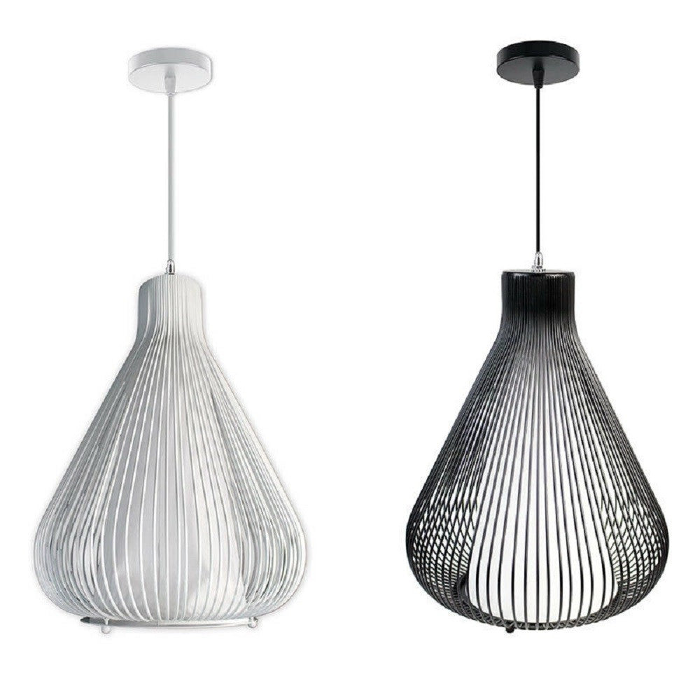 Trade Shop - Lampadario Soffitto Attacco E27 Bianco Nero Moderno Sospensione Regolabile B18 -