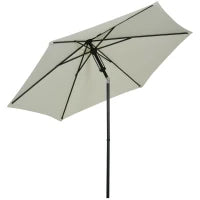 Ombrellone da Giardino Inclinabile a Spinta Manuale con Ventilazione in Metallo Poliestere ad Alta Densità 180g/m², Grigio Chiaro