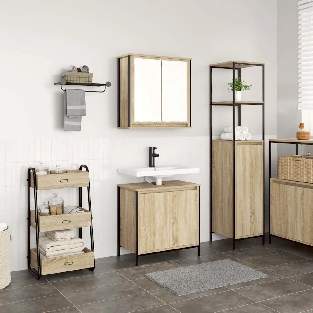 vidaXL Set Mobili da Bagno 2 pz Rovere Sonoma in Legno Multistrato