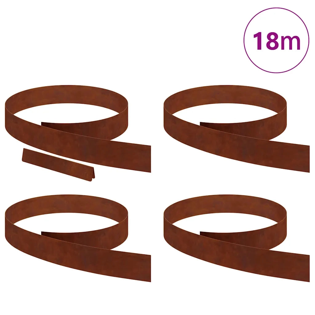 vidaXL Finitura per Prato da Giardino 4 pcs Ruggine 450 x 10 cm