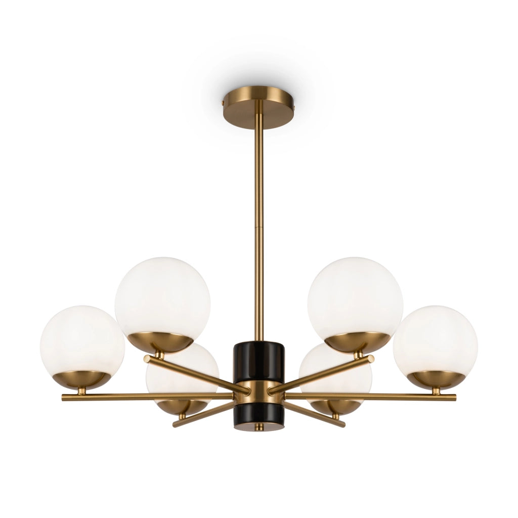 Maytoni Lampadario moderno Marble 6 luci E27 ottone metallo vetro