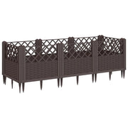 Fioriera | Cassetta per fiori | Vaso da Giardino con Picchetti Marrone 123,5x43,5x43,5cm PP