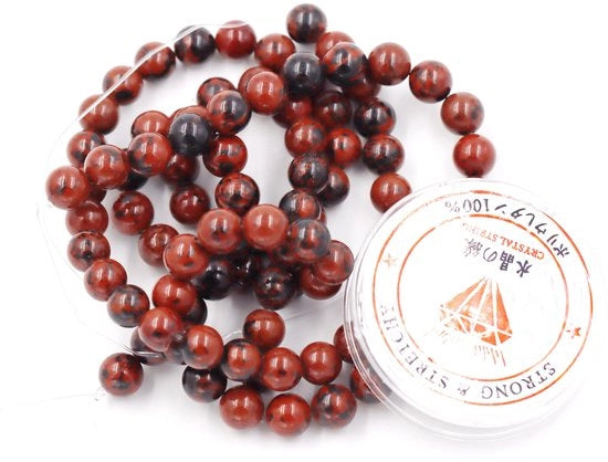 Kralen con cerniera per la creazione di accessori DIY Pietre per collane da assemblaggio Bracciale energetico terapeutico 4 mm = 180 pezzi e 1 bobina di filo Obsidiana di maho 4 mm