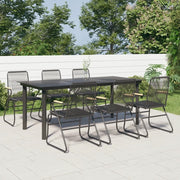 Set da Pranzo da Giardino 7 pz Nero in Rattan PVC 3060277