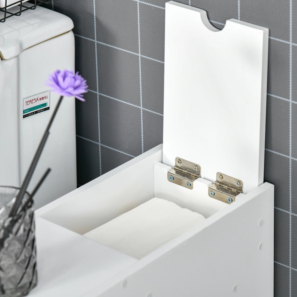 Mobiletto Bagno Stretto con 2 Cassetti e Ripiano ¨C Zephmum ¨C Bianco 17x48x58 cm