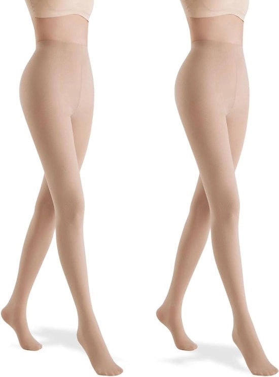 Pantaloni da donna 2 in 1 - 120 denier - 2 pezzi - nero - semitrasparsi - morbidi - caldi - con tocco di trasparenza - con punta rinforzata - con forma comoda.