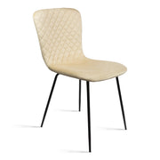 Sedia La Straordinaria in velluto beige con gambe in metallo nero