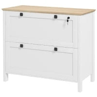 Armadietto Portadocumenti con 2 Cassetti per Cartelle A4, Serratura e Chiavi, 76x40x76cm, Bianco