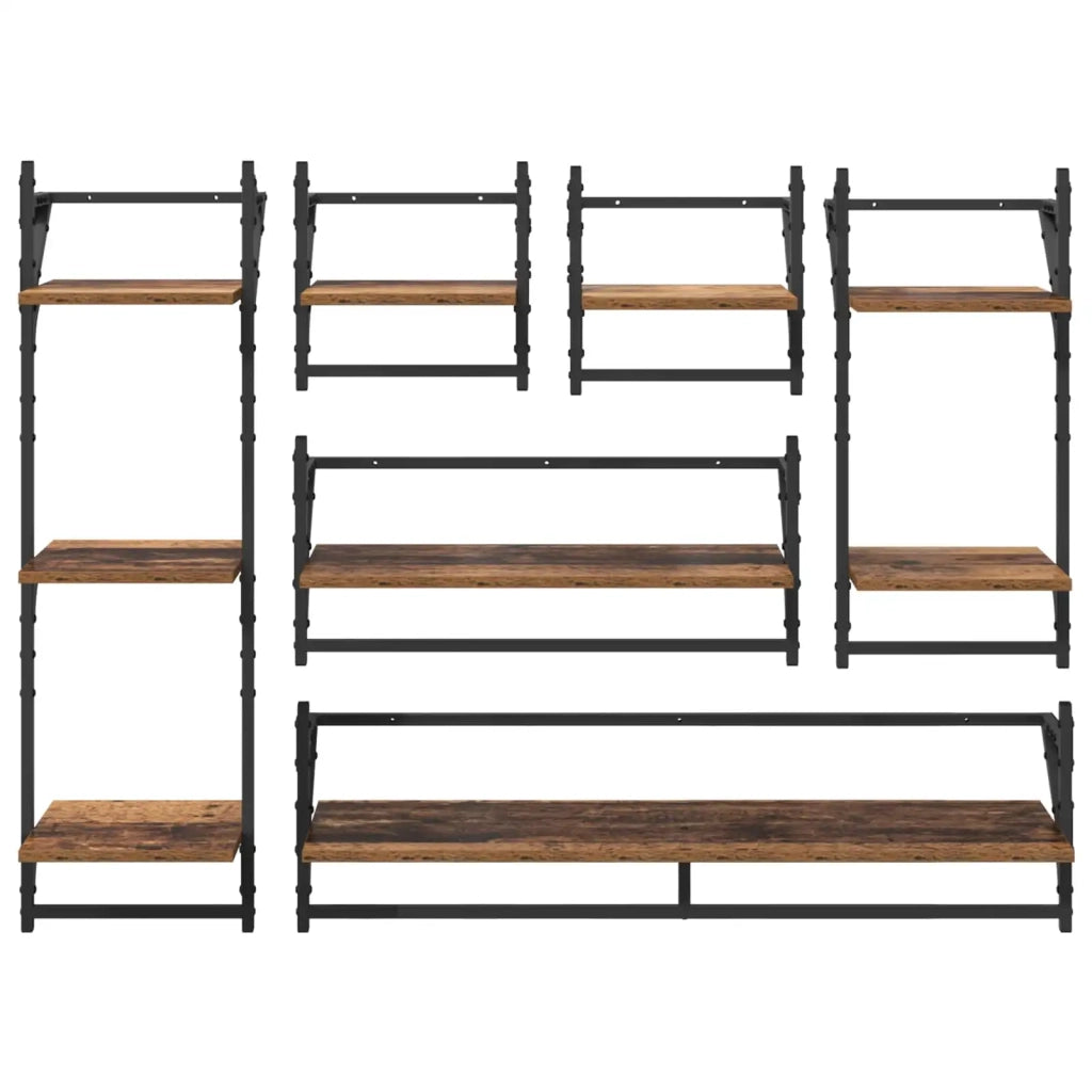 Set 6 pz Mensole da Parete | Scaffali a Parete | Ripiano a parete Legno vecchio 100 x 25 x 30 cm