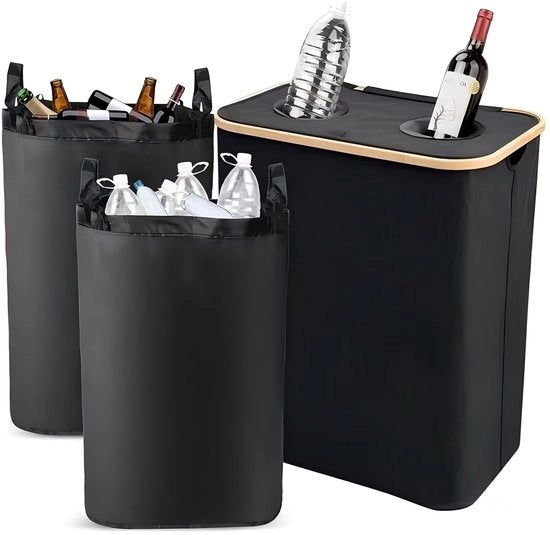 Contenitore di raccolta Statiegeld 160 Litri - 2 cassetti - Sostegno con coperchio - Vetro nero Recyclebox