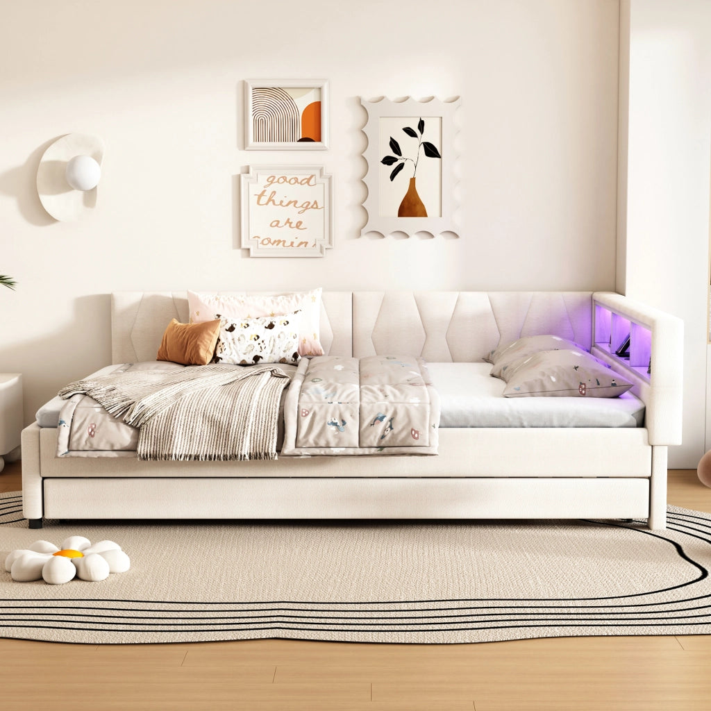 Letto giorno funzionale in lino 140x200 cm