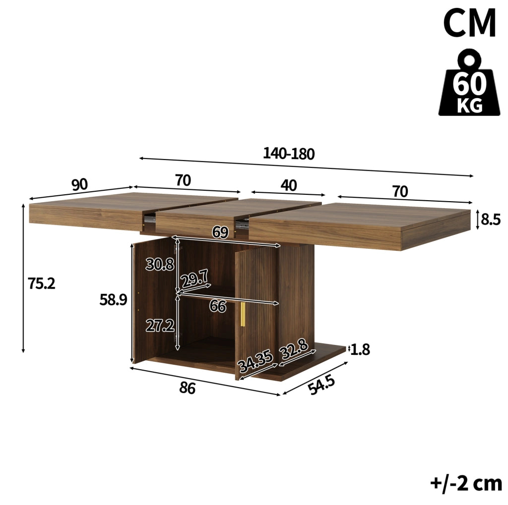 Tavolo da pranzo estensibile 140-180 cm con vano contenitore