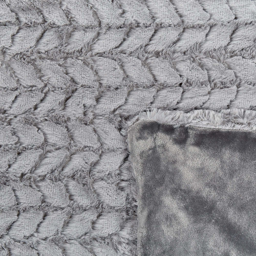 Coperta in poliestere grigio chiaro 150 x 220 cm copriletto decorativo in morbida pelliccia plaid