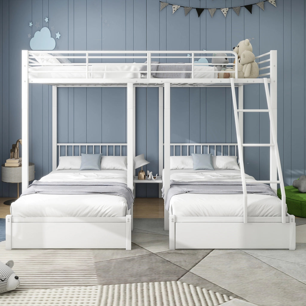 LETTO a castello triplo convertibile 140x200 cm e 2x 90x200 cm Metallo Bianco
