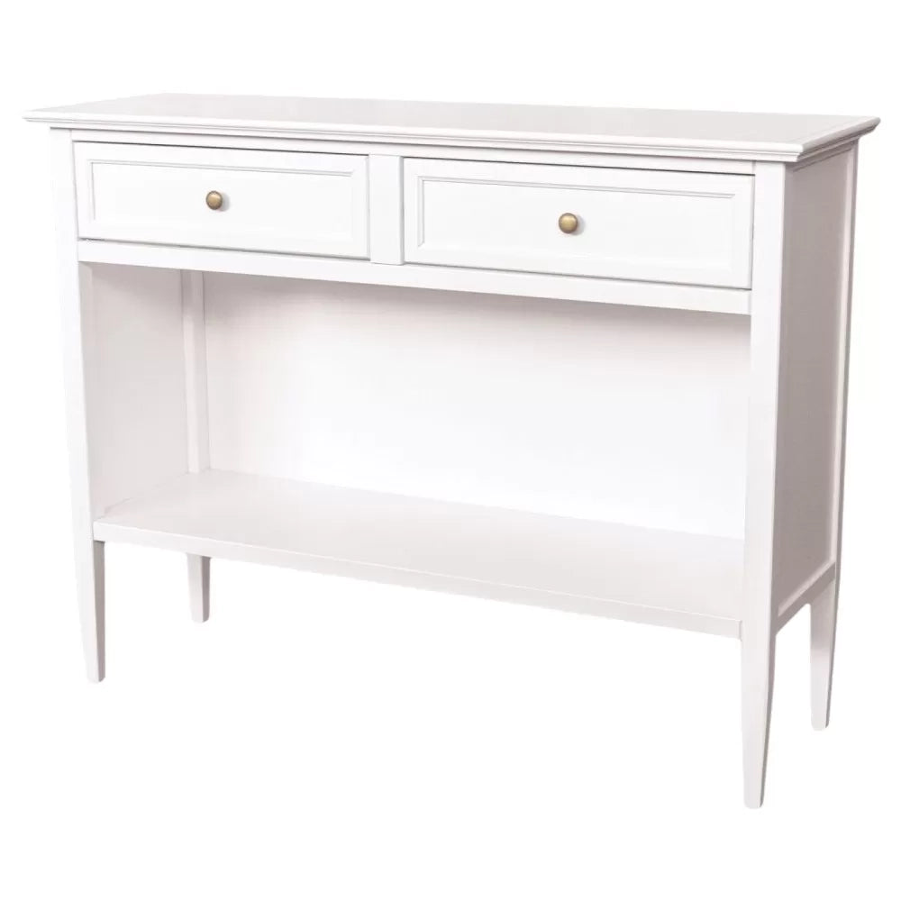 Madia credenza 2 cassetti 1 vano a giorno legno shabby bianco 110x35x83 - Mobili 2G