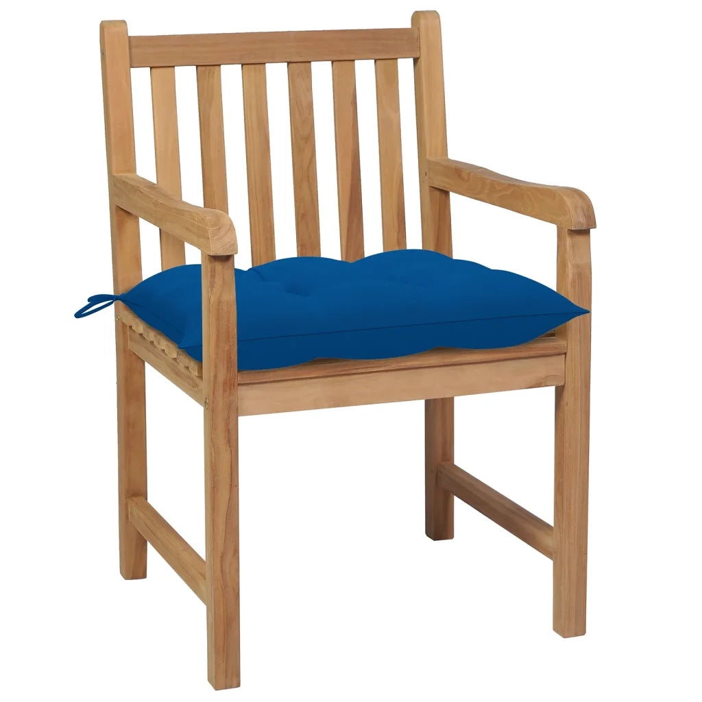 Sedie da Giardino 6 pz con Cuscini Blu in Massello di Teak cod mxl 8358