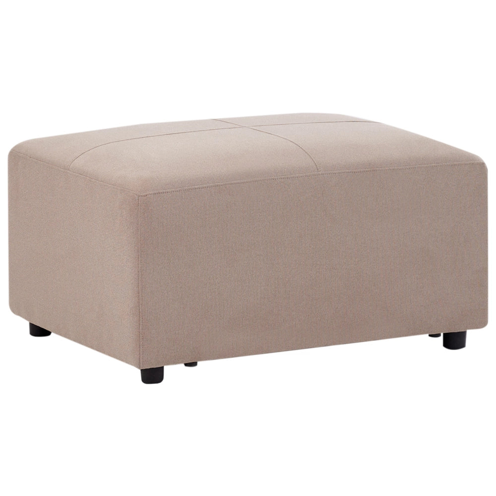 Divano stile moderno ad angolo con pouf in tessuto tortora lato sinistro