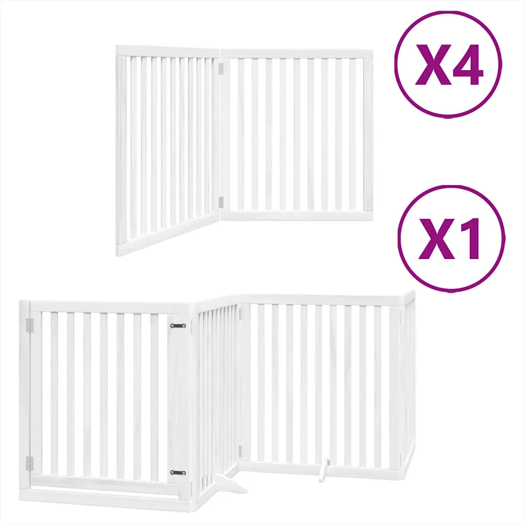 Cancello Cani Porta Pieghevole Bianco 12 Pannelli 960 cm Pioppo 3155680