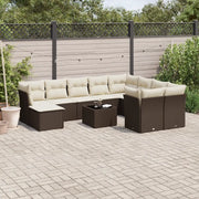 Set Divani da Giardino 11 pz con Cuscini Polyrattan Marrone 3218603