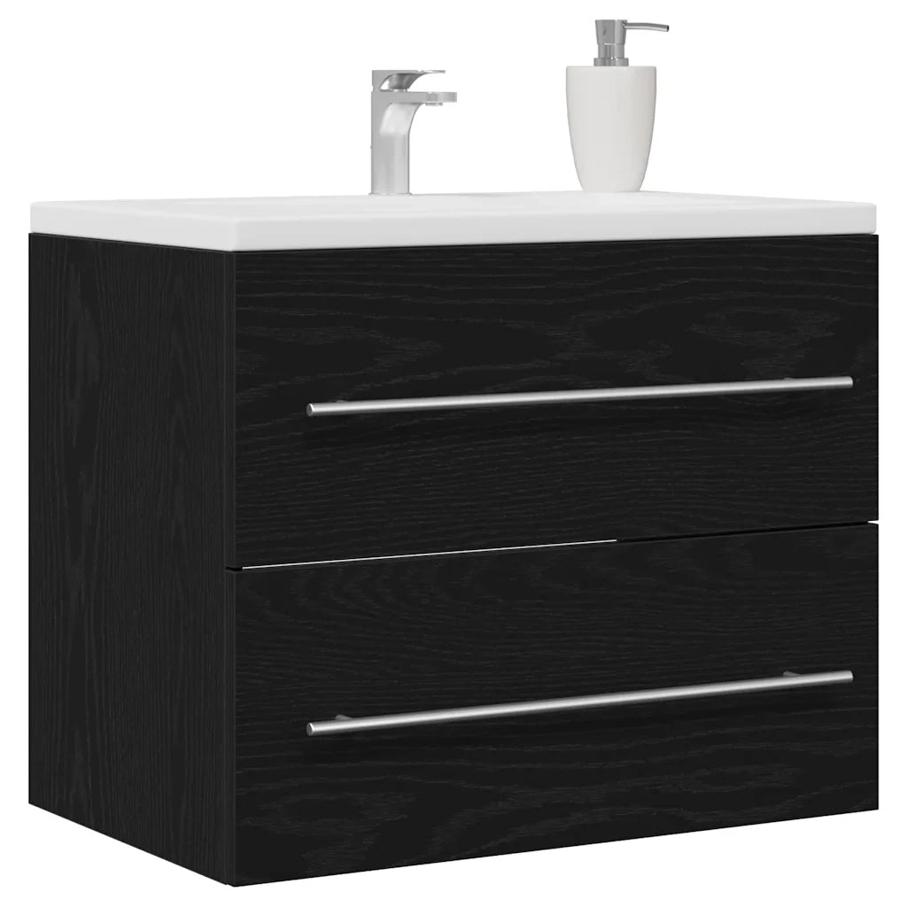 Mobile Lavabo da Bagno Rovere Nero 60x38,5x48 cm in Truciolato