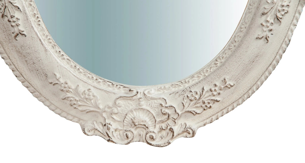Biscottini Specchiera da parete verticale/orizzontale in legno finitura bianco anticato L40xPR2,5xH32 cm Made in Italy