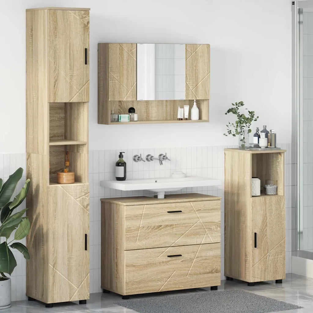 vidaXL Set di mobili per il bagno 4 pcs rovere sonoma 30 x 35 x 192 cm