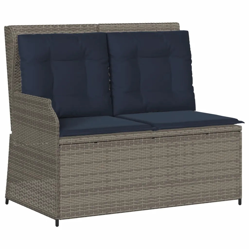 Panchina da giardino reclinabile con Cuscini in Polyrattan Grigio 368953