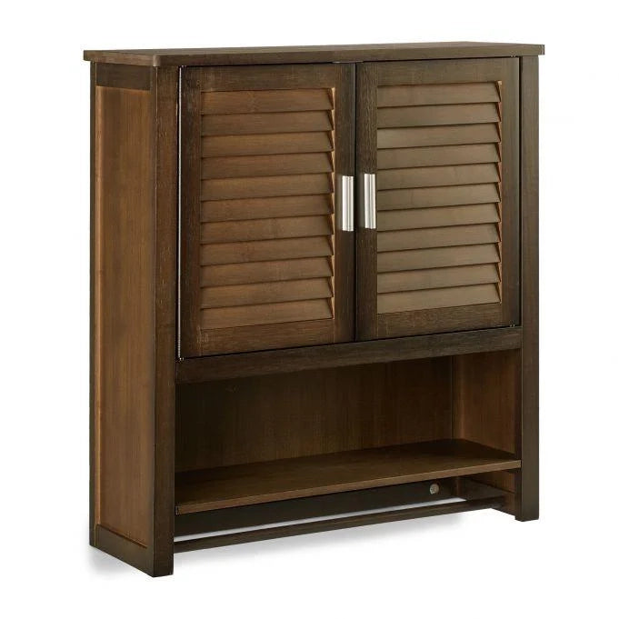 Mobiletto porta medicinali da bagno sospeso bambù e legno marrone 13_0000298