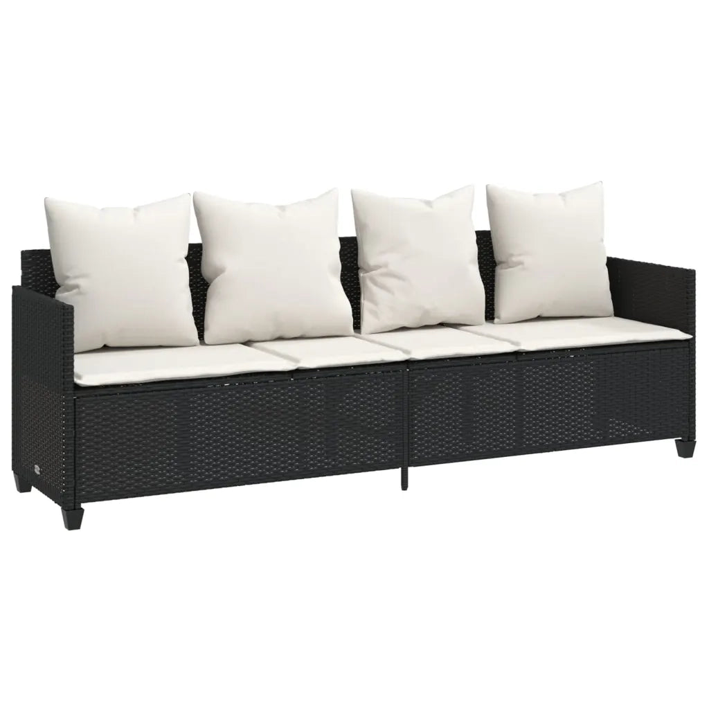 Set Divani da Giardino 5 pz | Set Salotto da Giardino con Cuscini in Polyrattan Nero