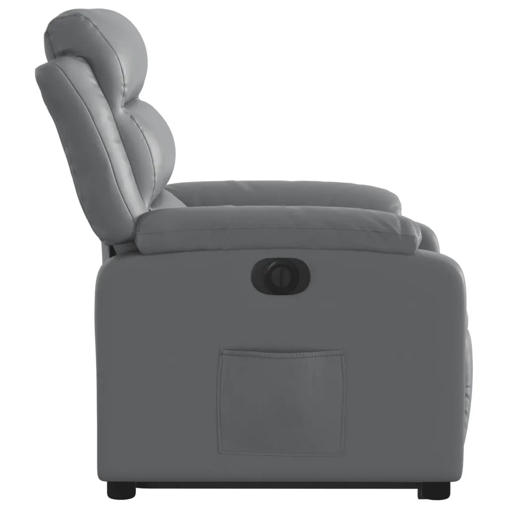Poltrona Alzapersona Reclinabile Grigio in Similpelle 3205059
