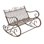 Panca a Dondolo Greenough da Giardino Vintage in Metallo 85 x 113 x 95 cm - Marrone [en.casa]