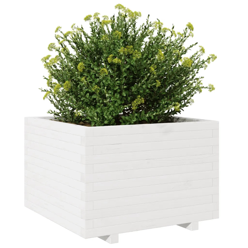 Fioriera da Giardino Bianca 70x70x49,5cm Legno Massello di Pino 3282525