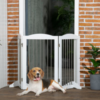 Cancelletto di Sicurezza per Cani Pieghevole 154x30x80 cm con 3 Pannelli in Legno Bianco