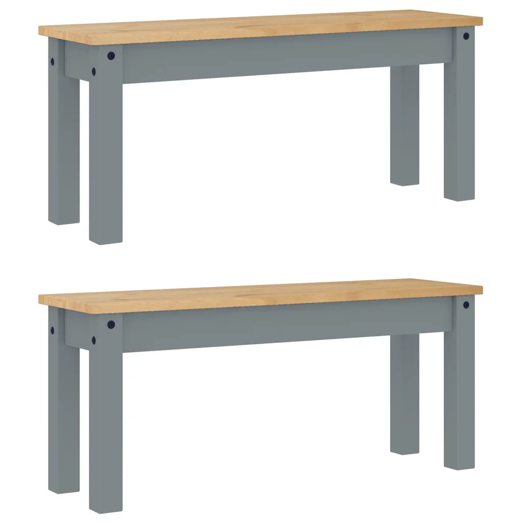 vidaXL Set da Pranzo 3 pz Panama Grigio in Legno Massello di Pino