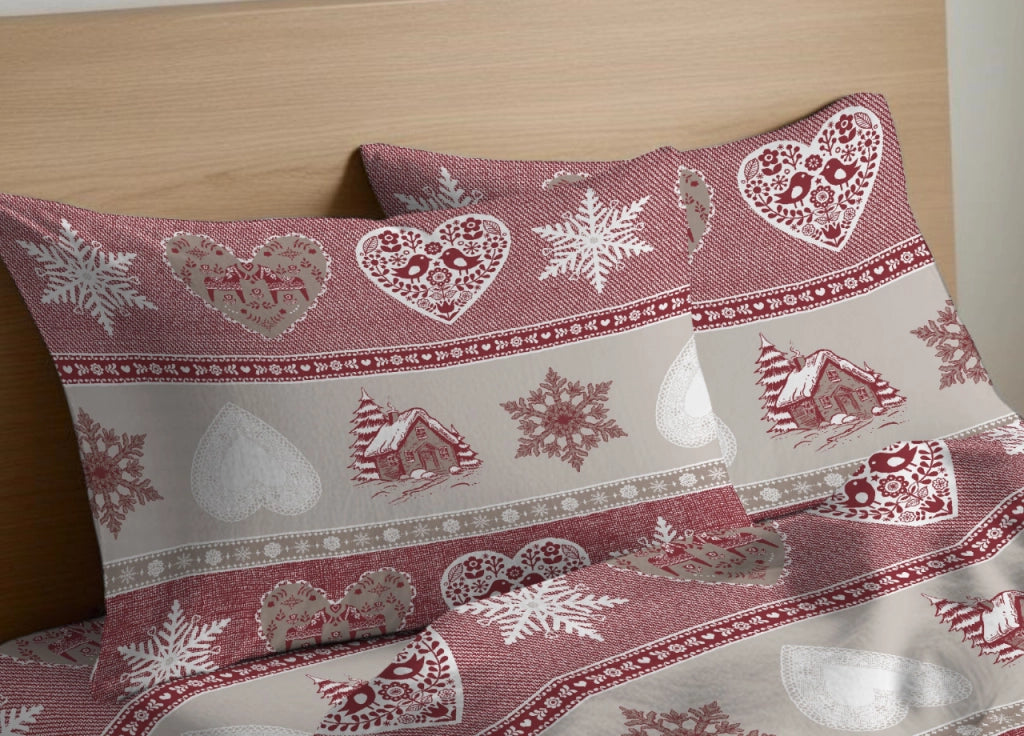Completo Lenzuola Letto In 100% Cotone Made Italy Disegno Stelvio - Francese - Stelvio