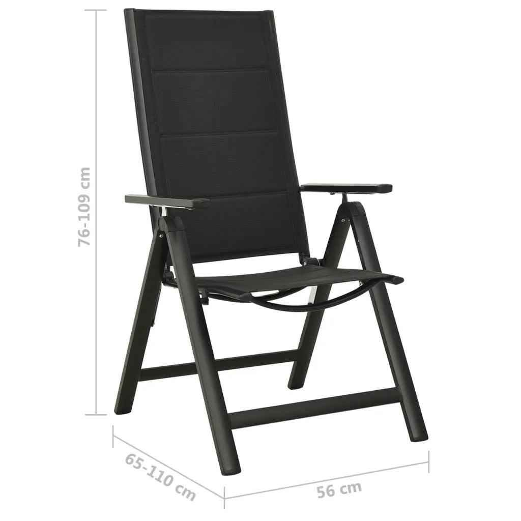 Sedie Giardino Pieghevoli 2 pz Textilene e Alluminio Nere 312189